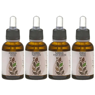 4 estratti vegetali Le Fondamenta: Equiseto, Artiglio del Diavolo, Carciofo e Foglie d'Olivo 30 ml
