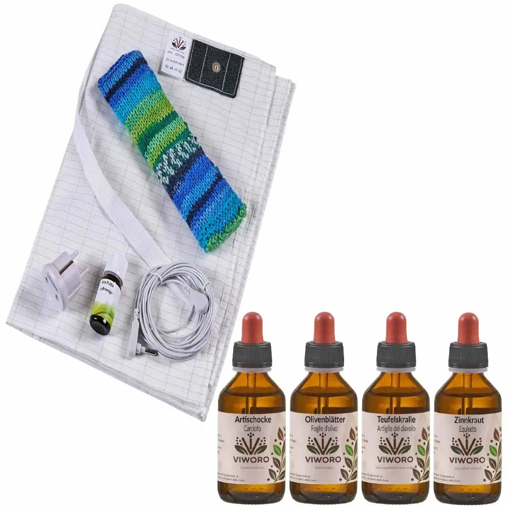 Complete set: Silver grounding sheet Geosan with herbal pillow and 4 plant extracts