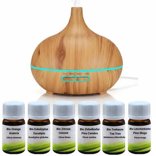 Unser Premium Diffusor-Set inklusive sechs exklusiver Bio-Ätherischer Öle