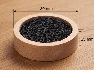Masse des Lavastein-Diffusors: 80 mm Durchmesser und 25 mm Hoehe
