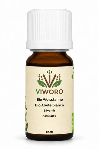 Olio essenziale di abete bianco bio Viworo, flacone in vetro ambrato da 10 ml