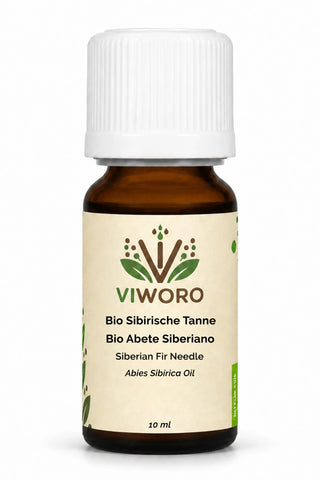 Olio essenziale di abete siberiano bio Viworo, flacone in vetro ambrato da 10 ml