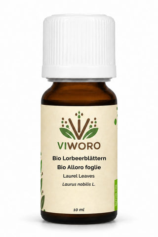 Olio essenziale di alloro bio 10 ml Viworo, nota erbacea e speziata mediterranea per aromaterapia