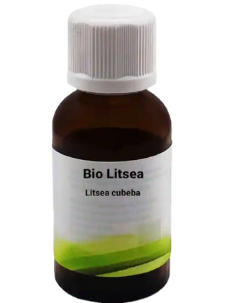 Flacone di olio essenziale di Litsea Bio 30 ml di Viworo. 