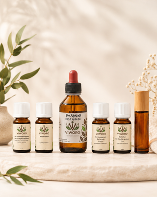 Set Sommerabende – 4 Bio-Öle, Jojoba + Roll-on-Flasche