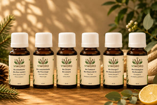 Set di 6 oli essenziali biologici Viworo da 10 ml: pino cembro, pino mugo, limone, tea tree, arancio dolce, eucalipto