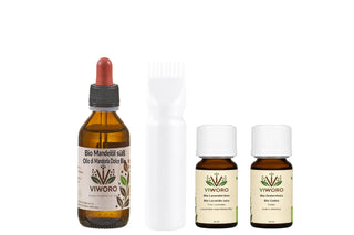 Contenuto del set Sera: Mandorle Dolci Bio 100 ml, flacone applicatore, Lavanda vera e Cedro 10 ml