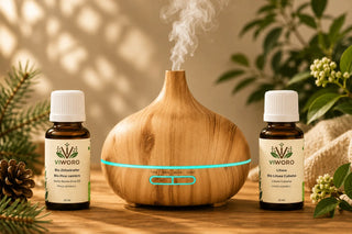 Set Benessere Viworo: diffusore con oli essenziali bio Giorno e Notte da 10 ml