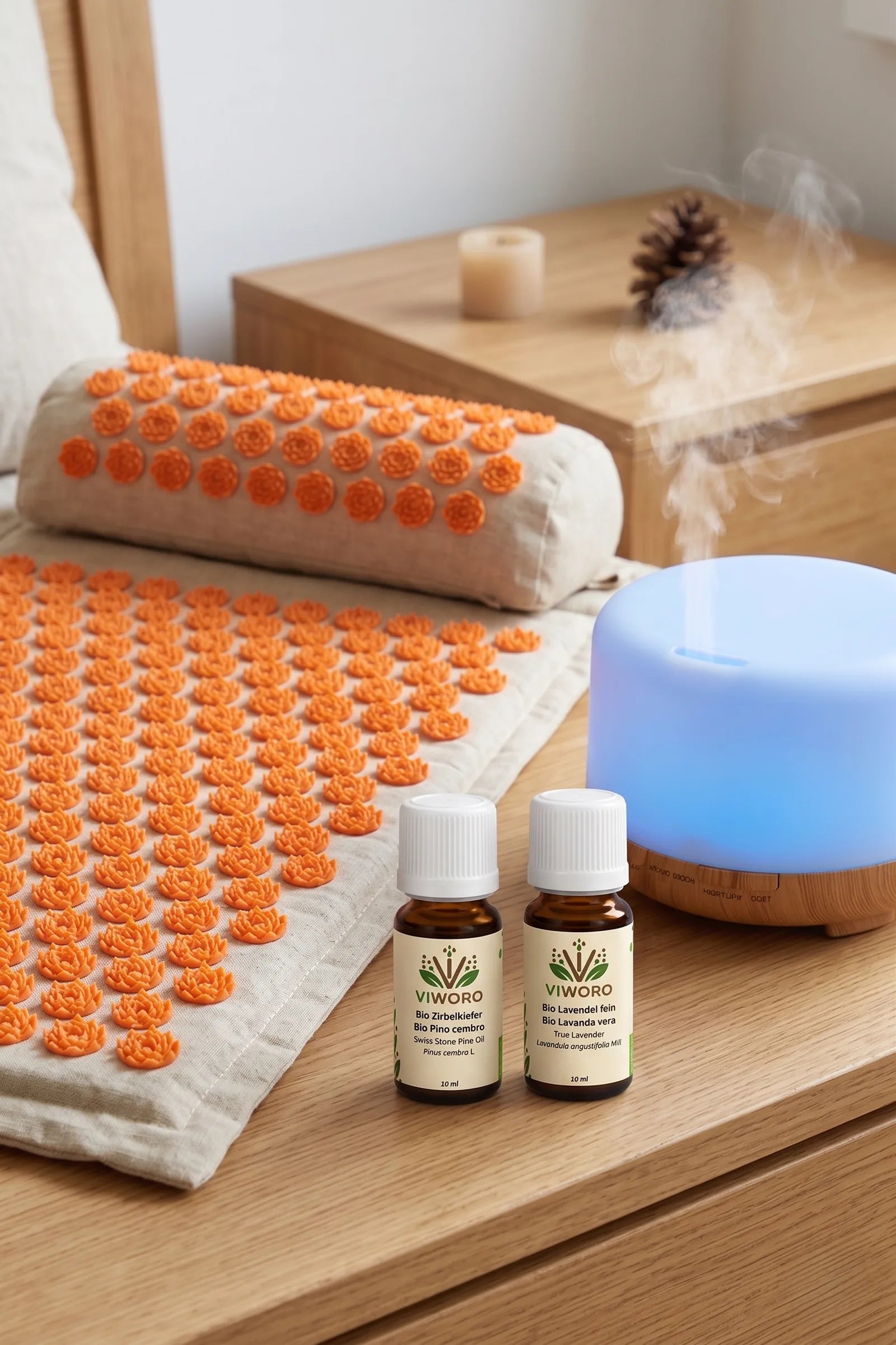 Viworo Deep Relaxation Set Deluxe: acupressure mat, diffuser and organic essential oils