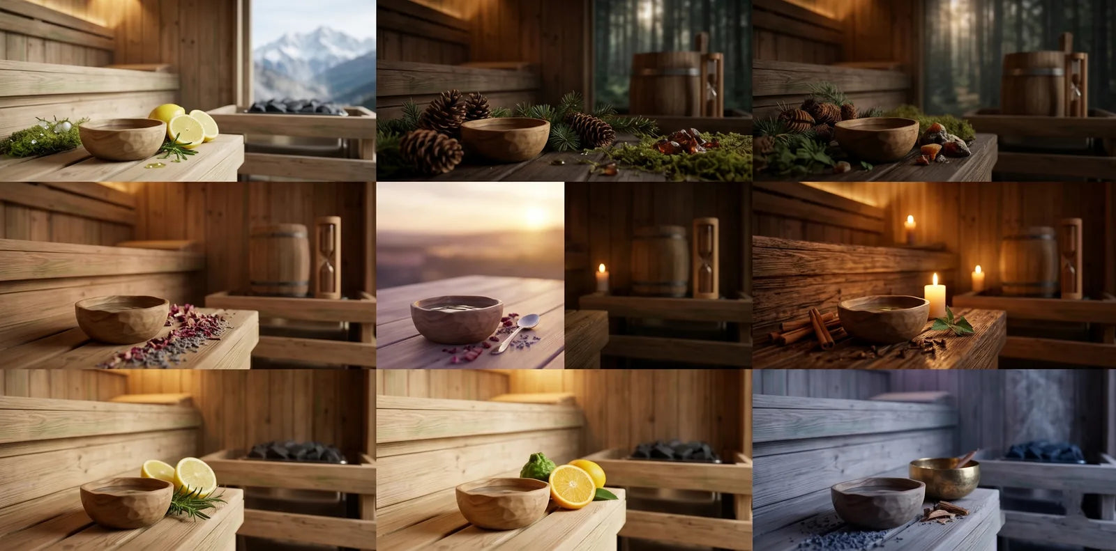 Gallery of sauna blends: from Alpine Forest to Mediterranean Morning
